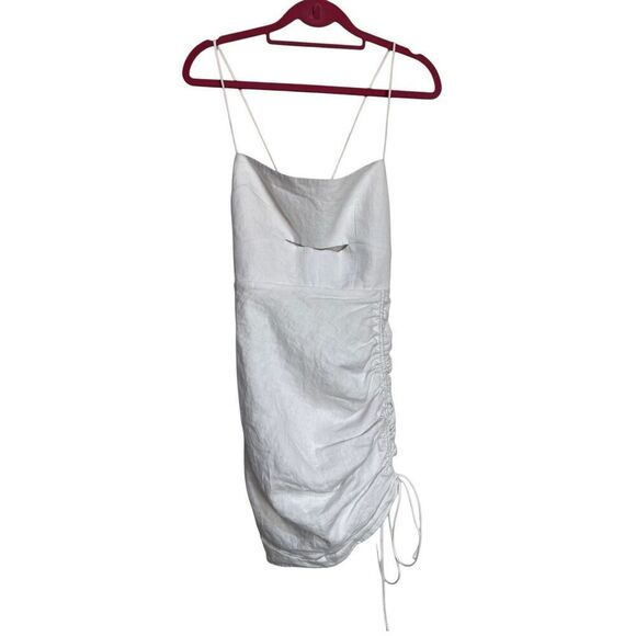 Rumer Dress Womens Small White Bronte Mini Sleeveless Ruched Cutout Lace Up NWT - Picture 1 of 12